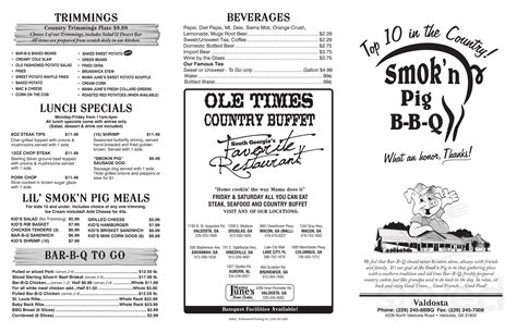 ole times country buffet menu today